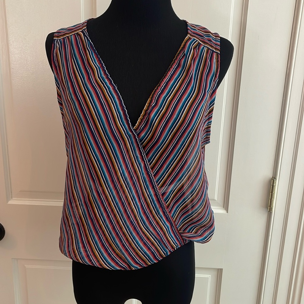 Band of Gypsies vision ventures rainbow sleeveless sheer top vest large